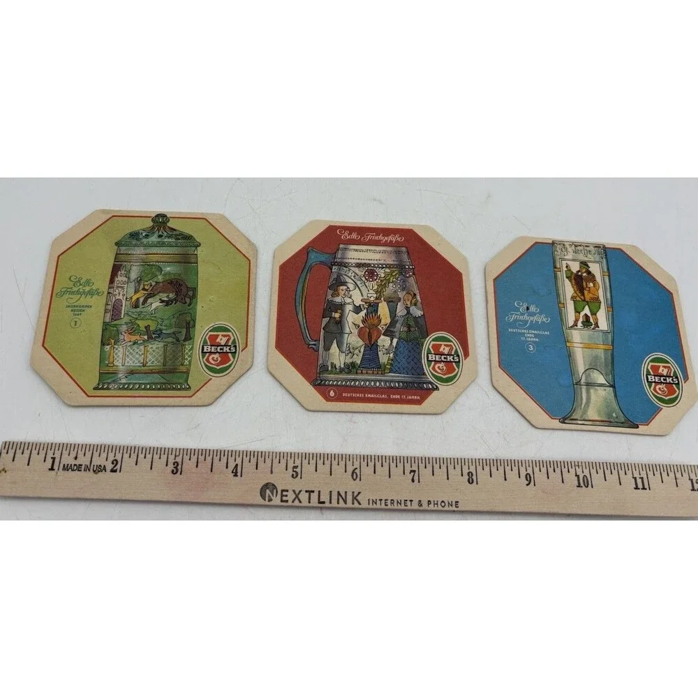 Vintage Beck’s Beer Coasters Germany Edle Trinkgefasse Series #1 #3 #6 Lot